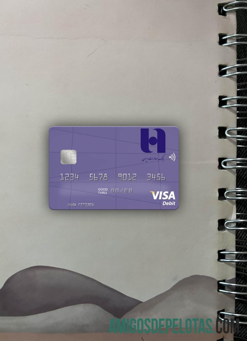 Banco do Irã Saderat Irã Visa Cartão de Débito Photolook Front exemplo real